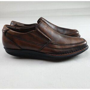 Skechers Shape-Ups Strider Loafer Men 8.5 Brown Leather Casual Slip On Shoe RARE